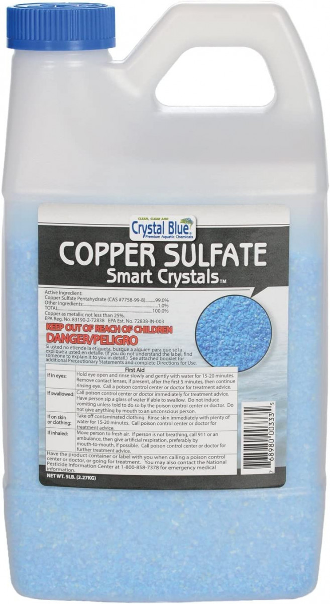 Copper Sulphate smart crystal that is Safe For Fish Treatment except KOI and Goldfish
